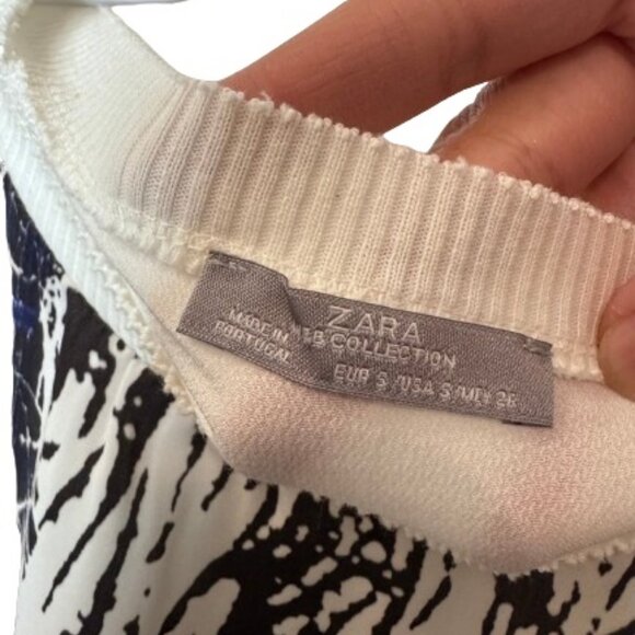 Zara black and white abstract print top size S - Picture 4 of 4